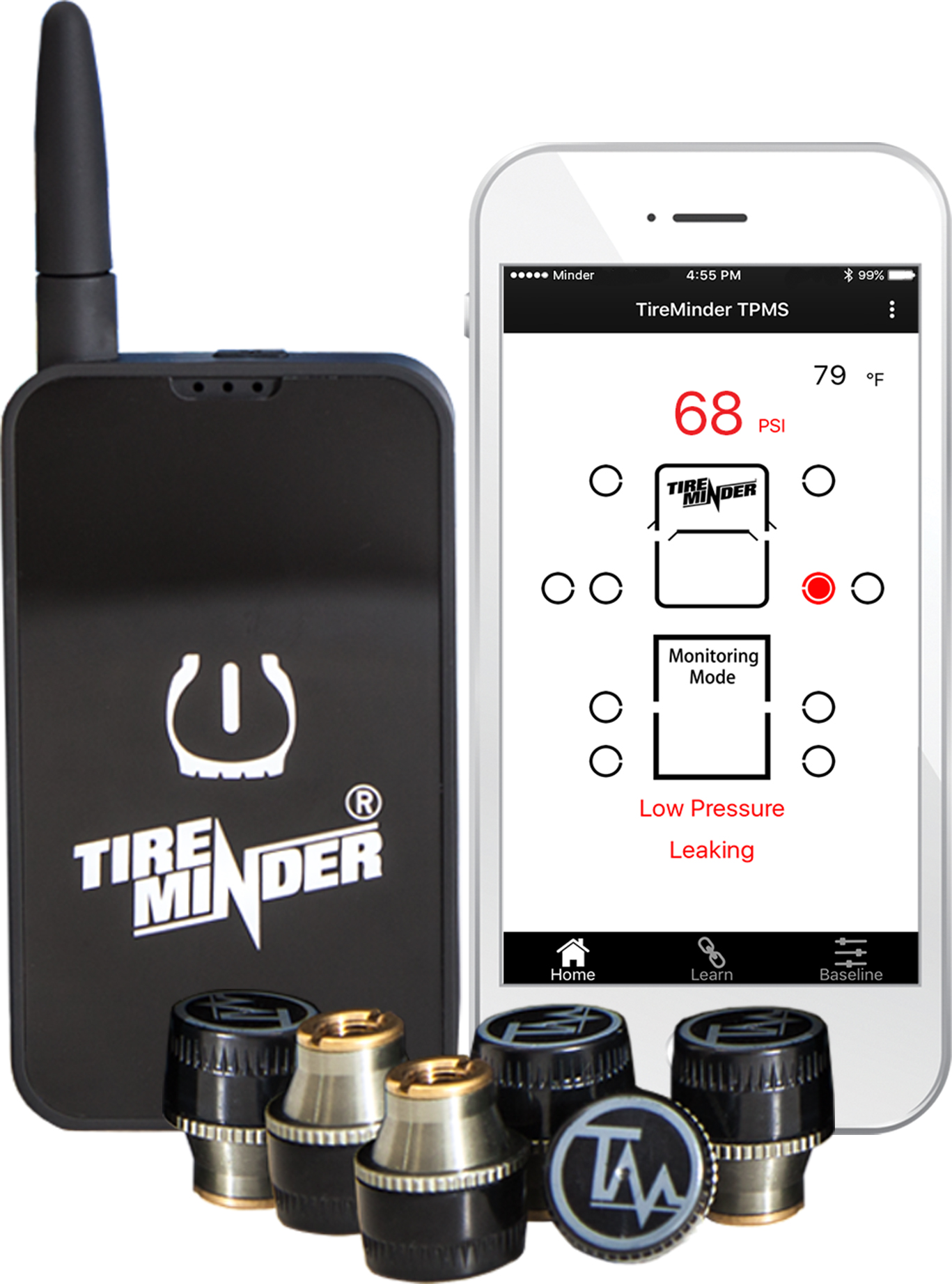 TireMinder Smart TPMS Smartphone Based Tire Pressure Monitor for RVs
