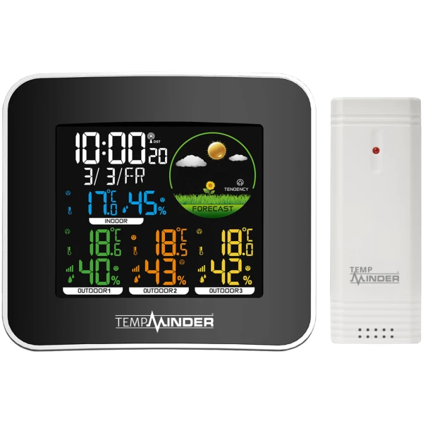 TempMinder 4-Zone Temperature, Humidity and Weather Station - Includes 1 Remote Sensor