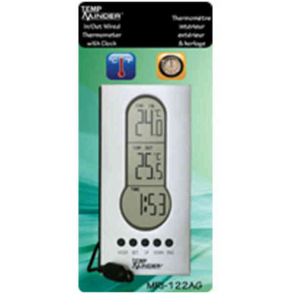 Wired Indoor Outdoor Thermometer with Clock (MRI-122AG) - Image 3