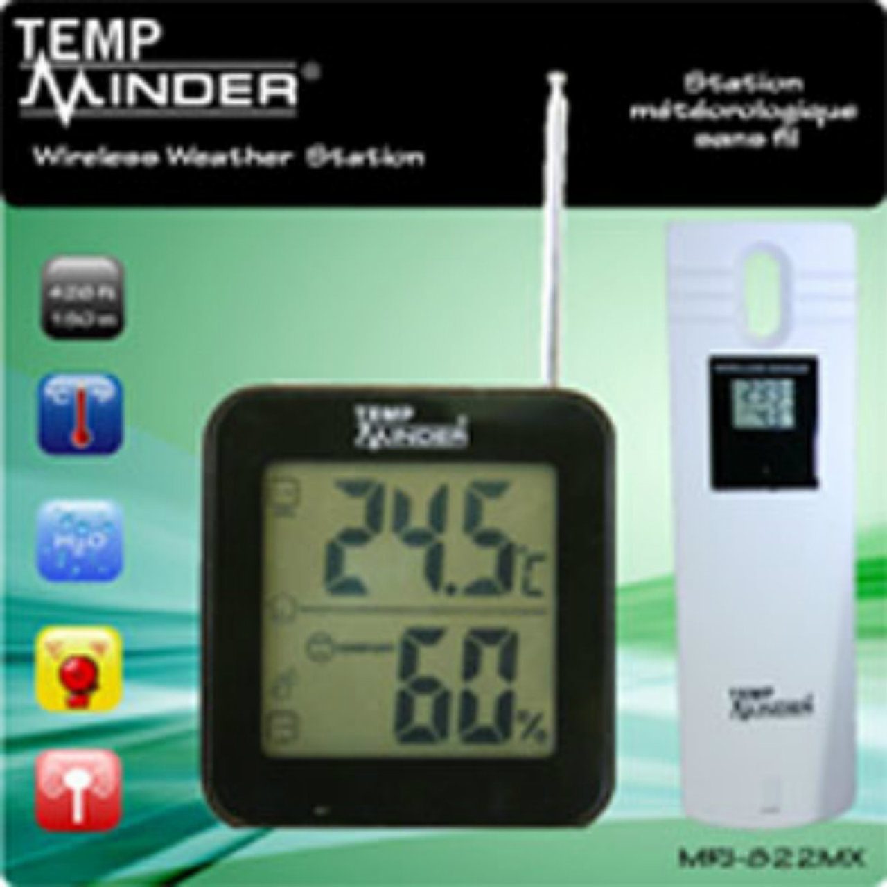 TempMinder Wireless Indoor and Outdoor Thermometer w/ Weather