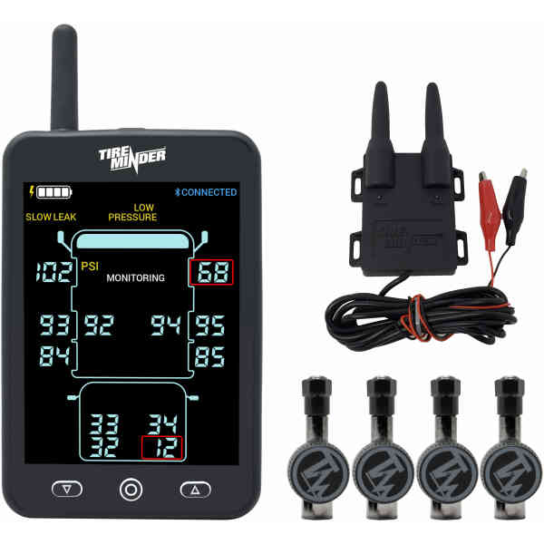 TireMinder A1AS with 4 Flow-Through Transmitters for RVs, MotorHomes, 5th Wheels, Coaches and Trailers