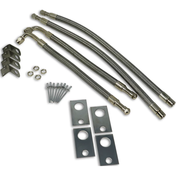 TireMinder 16-19.5 Inch Braided Steel Valve Extender Kit for Dually Wheels, Hub Mounted, 4 Pack