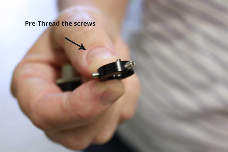 Pre-thread the three screws to make installation easier.